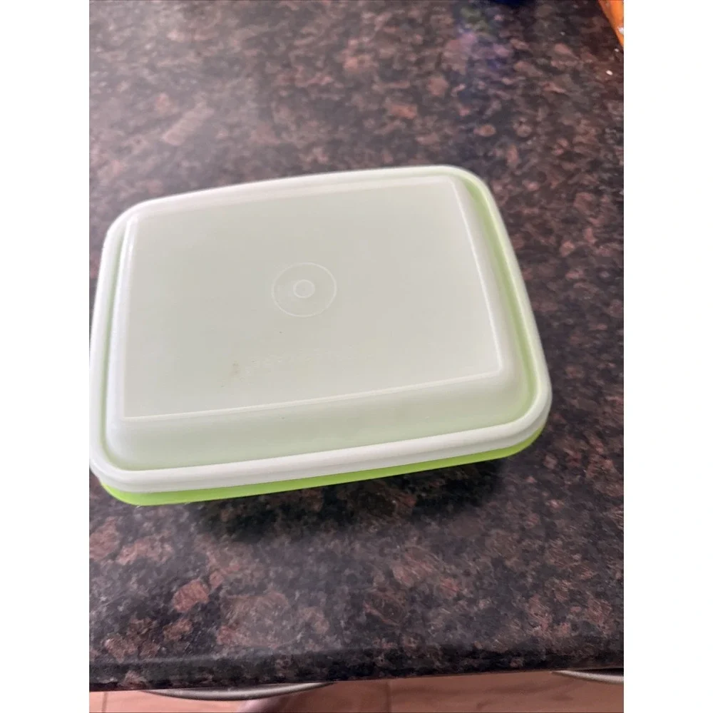 Vintage TUPPERWARE 1254 FREEZE-N-SAVE Ice Cream Storage Container - Green - EUC